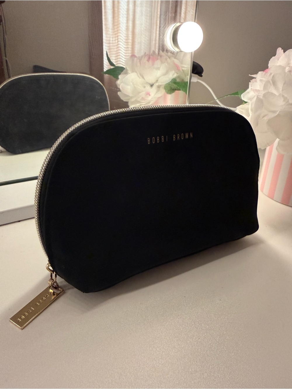 Bobbi Brown Black and Gold Cosmetic Pouch